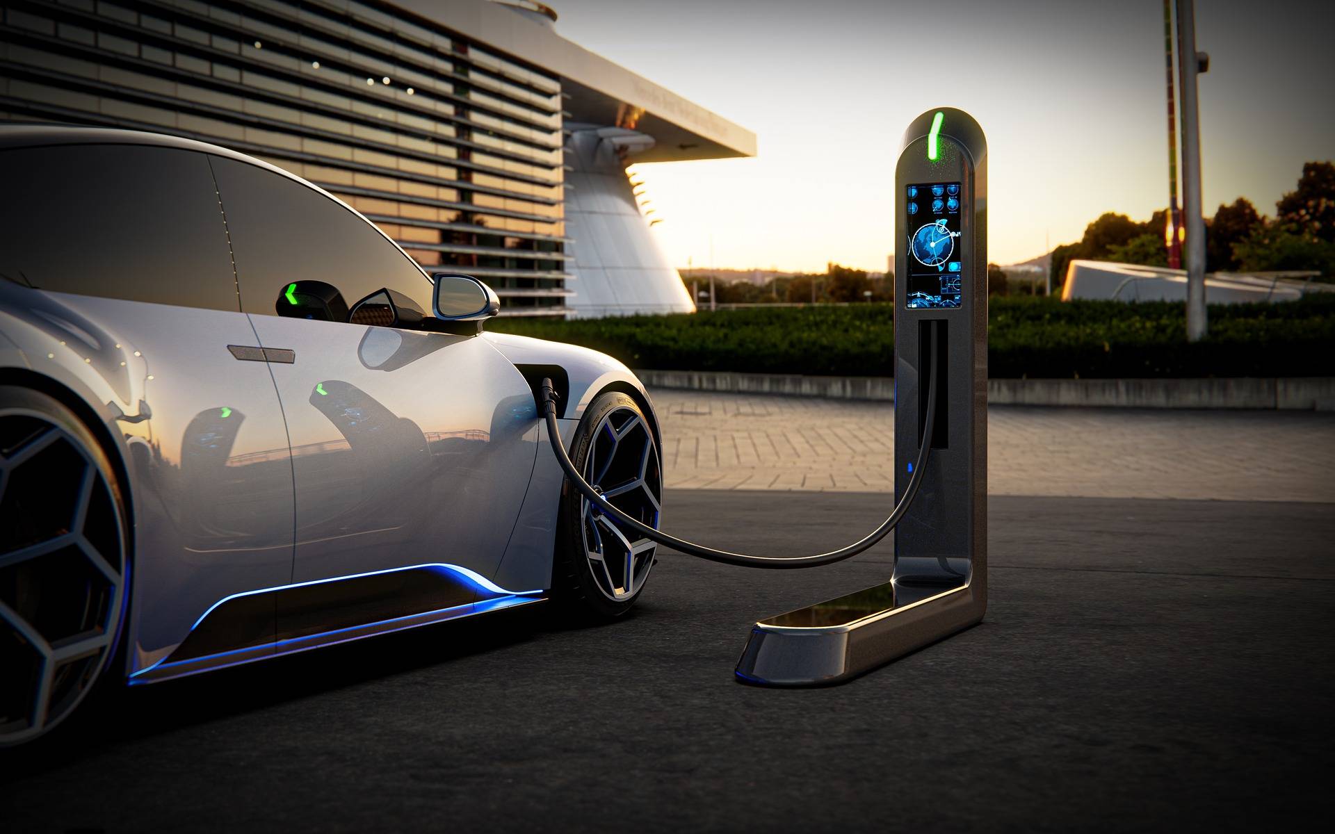 Futuristische laadpaal voor een elektrisch voertuig